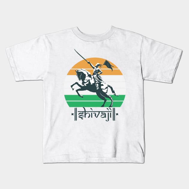 Shivaji Maharaj Statue Indian India Flag Marathi King Kids T-Shirt by alltheprints